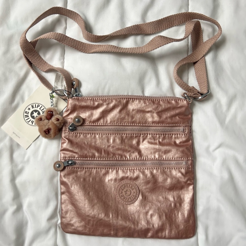 Kipling Metallic rose gold crossbody bag